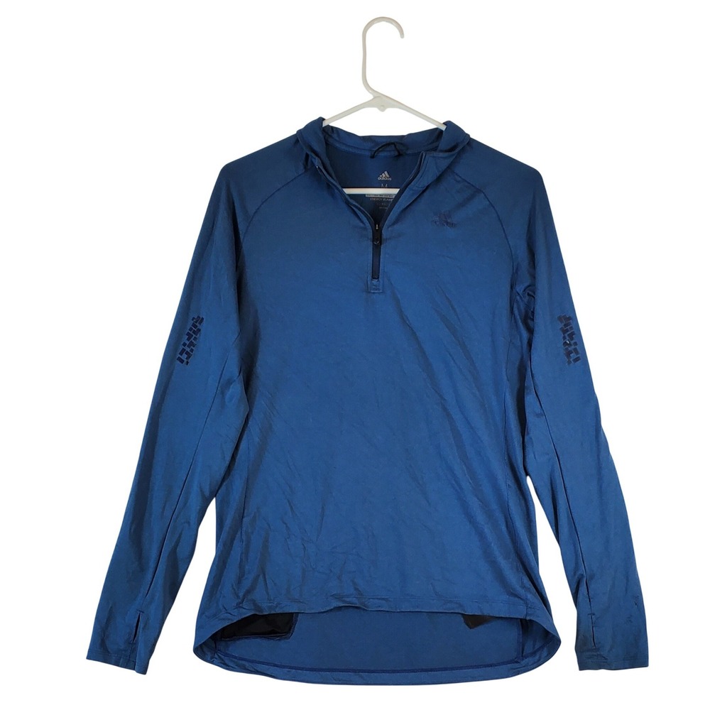 Adidas Energy Running Climalite Blue‎ Quarter Zip Pullover Long Sleeve Mens M